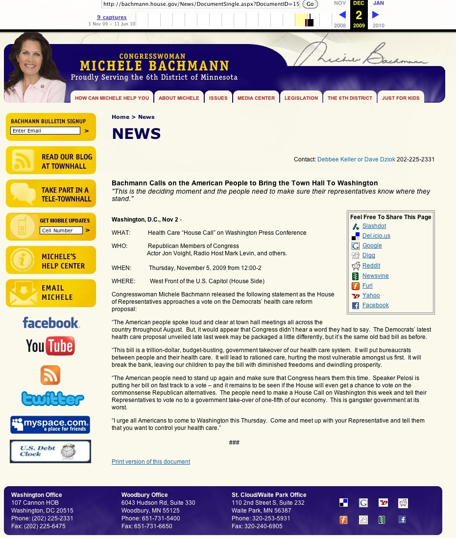 Michele Bachmann deleted press release