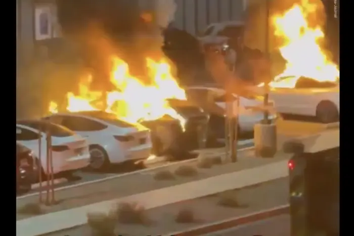 burning Teslas